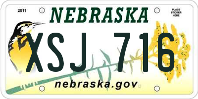 NE license plate XSJ716