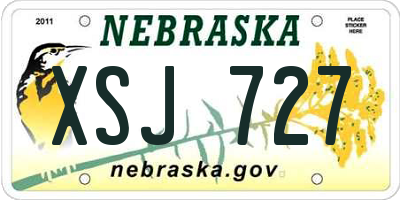 NE license plate XSJ727