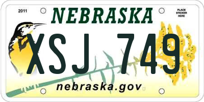 NE license plate XSJ749