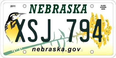 NE license plate XSJ794