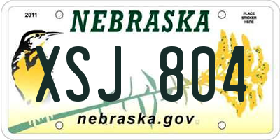 NE license plate XSJ804