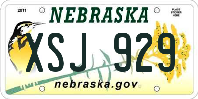 NE license plate XSJ929
