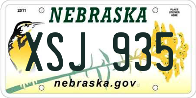 NE license plate XSJ935