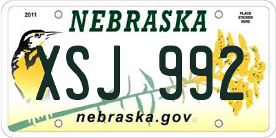 NE license plate XSJ992