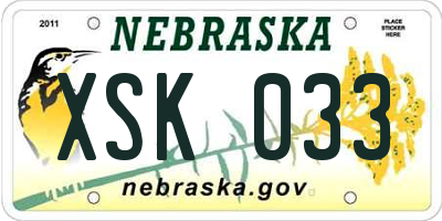 NE license plate XSK033