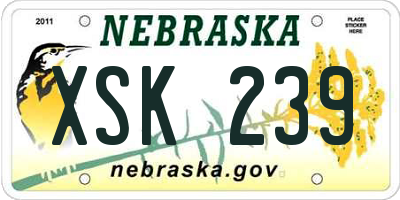 NE license plate XSK239