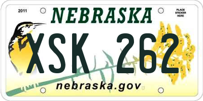 NE license plate XSK262