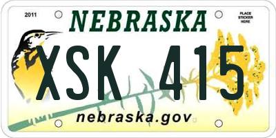 NE license plate XSK415