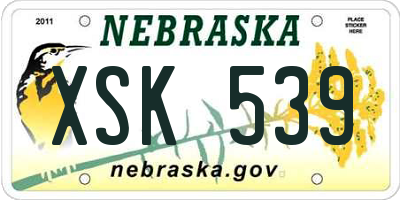 NE license plate XSK539