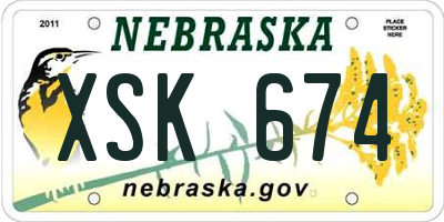 NE license plate XSK674
