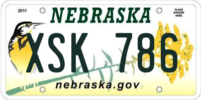 NE license plate XSK786
