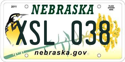 NE license plate XSL038