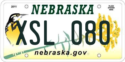 NE license plate XSL080