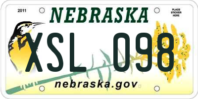 NE license plate XSL098