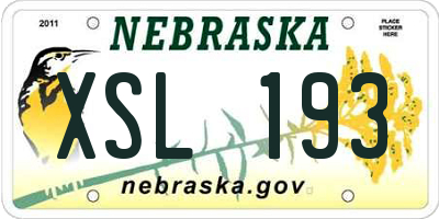 NE license plate XSL193