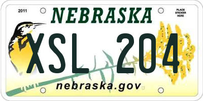 NE license plate XSL204
