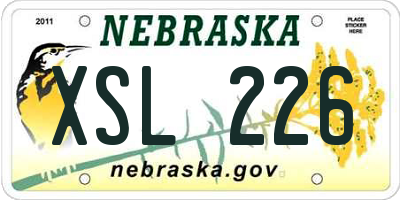 NE license plate XSL226