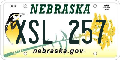 NE license plate XSL257