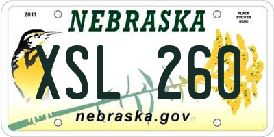 NE license plate XSL260