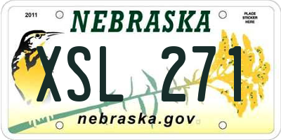NE license plate XSL271