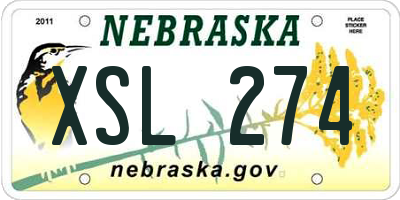NE license plate XSL274