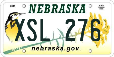 NE license plate XSL276