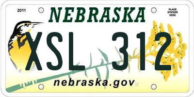 NE license plate XSL312