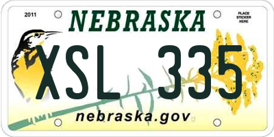 NE license plate XSL335