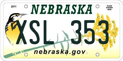 NE license plate XSL353