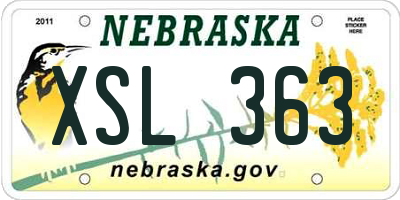 NE license plate XSL363