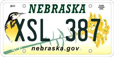NE license plate XSL387