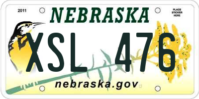 NE license plate XSL476