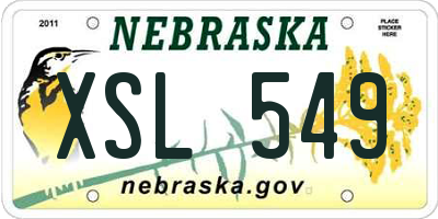 NE license plate XSL549