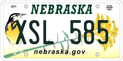 NE license plate XSL585
