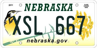 NE license plate XSL667
