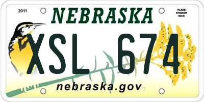 NE license plate XSL674
