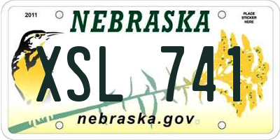 NE license plate XSL741