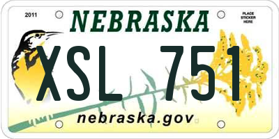 NE license plate XSL751