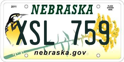 NE license plate XSL759