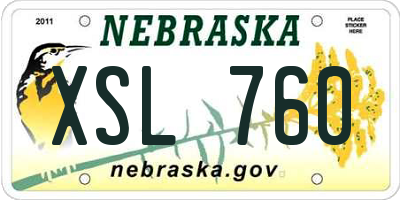 NE license plate XSL760