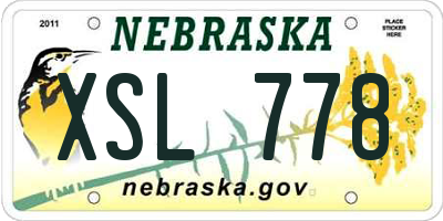 NE license plate XSL778