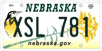 NE license plate XSL781