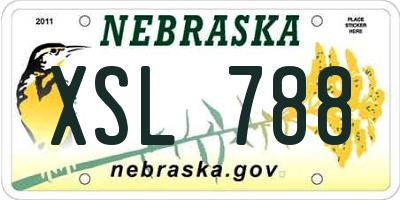NE license plate XSL788