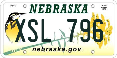 NE license plate XSL796