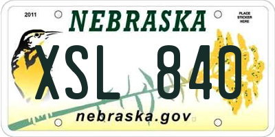 NE license plate XSL840