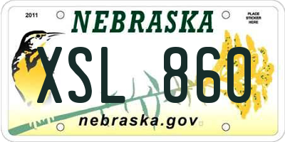 NE license plate XSL860