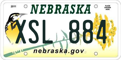 NE license plate XSL884