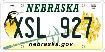 NE license plate XSL927
