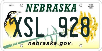 NE license plate XSL928