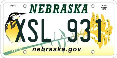 NE license plate XSL931